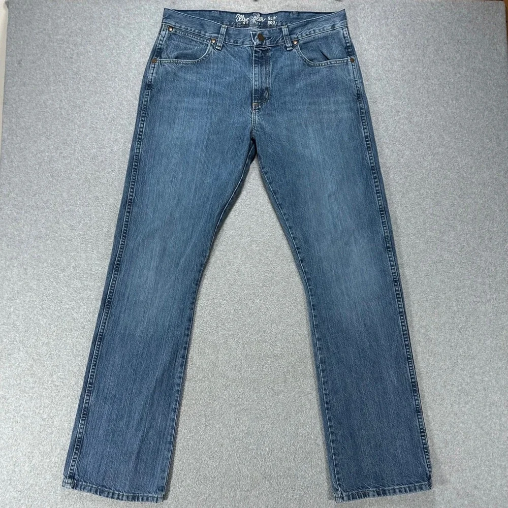 Wrangler Jeans Retro Slim Boot Mens 34x34 Blue Denim Western Cowboy
